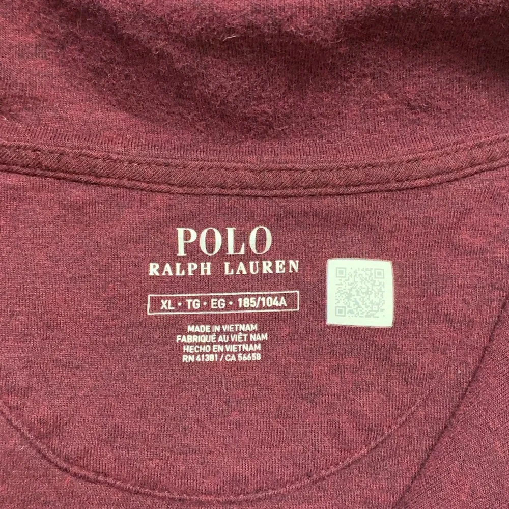 Polo Ralph Lauren Mens Quarter Zip Striped Pullover Burgundy Grey XL